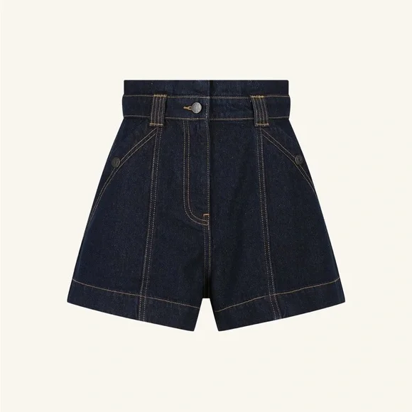 Shona Joy Rita High Waisted Flare Short and Rita Pullover Top Denim Indigo - Picture 3 of 15